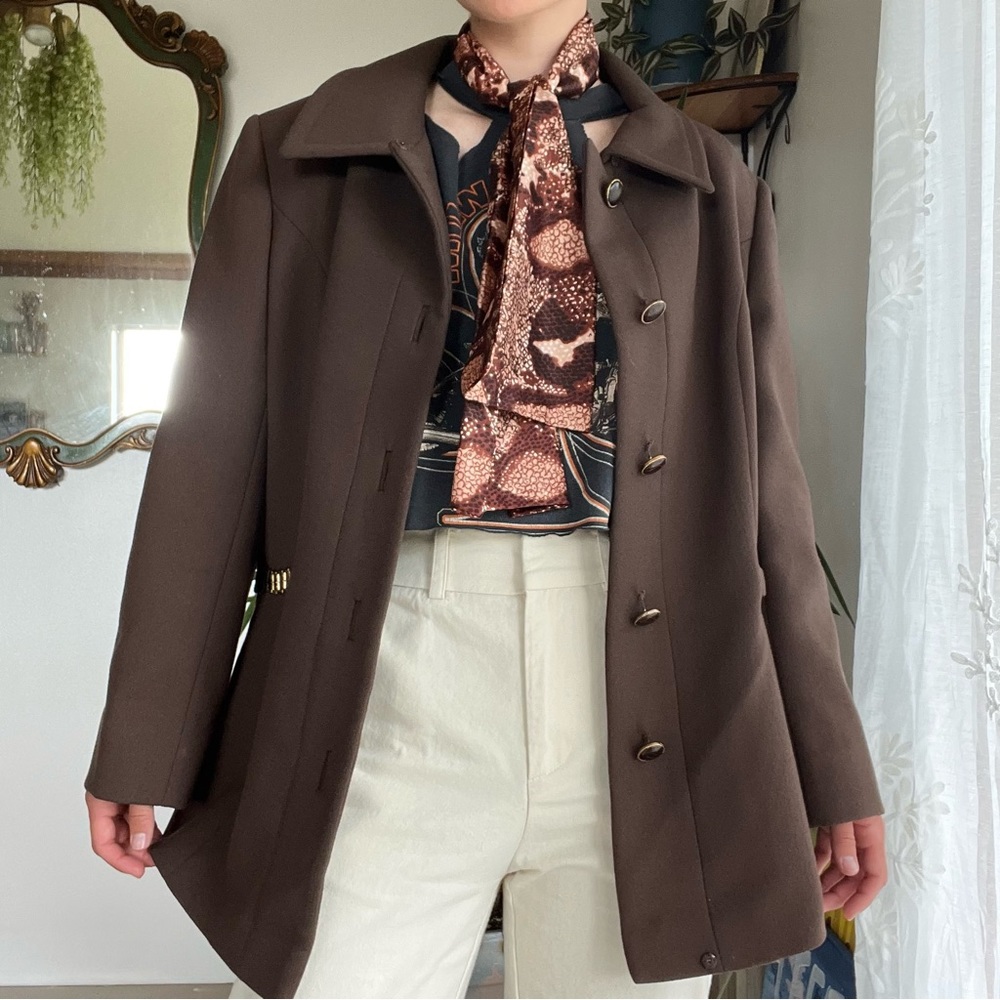 Vintage Brown Blazer Jenny Buffalo, NY Blazer Jacket Gold Hardware - Picture 4 of 14